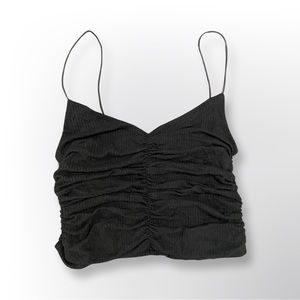 Urban Outfitters Ruched Crop Top, Black, Small